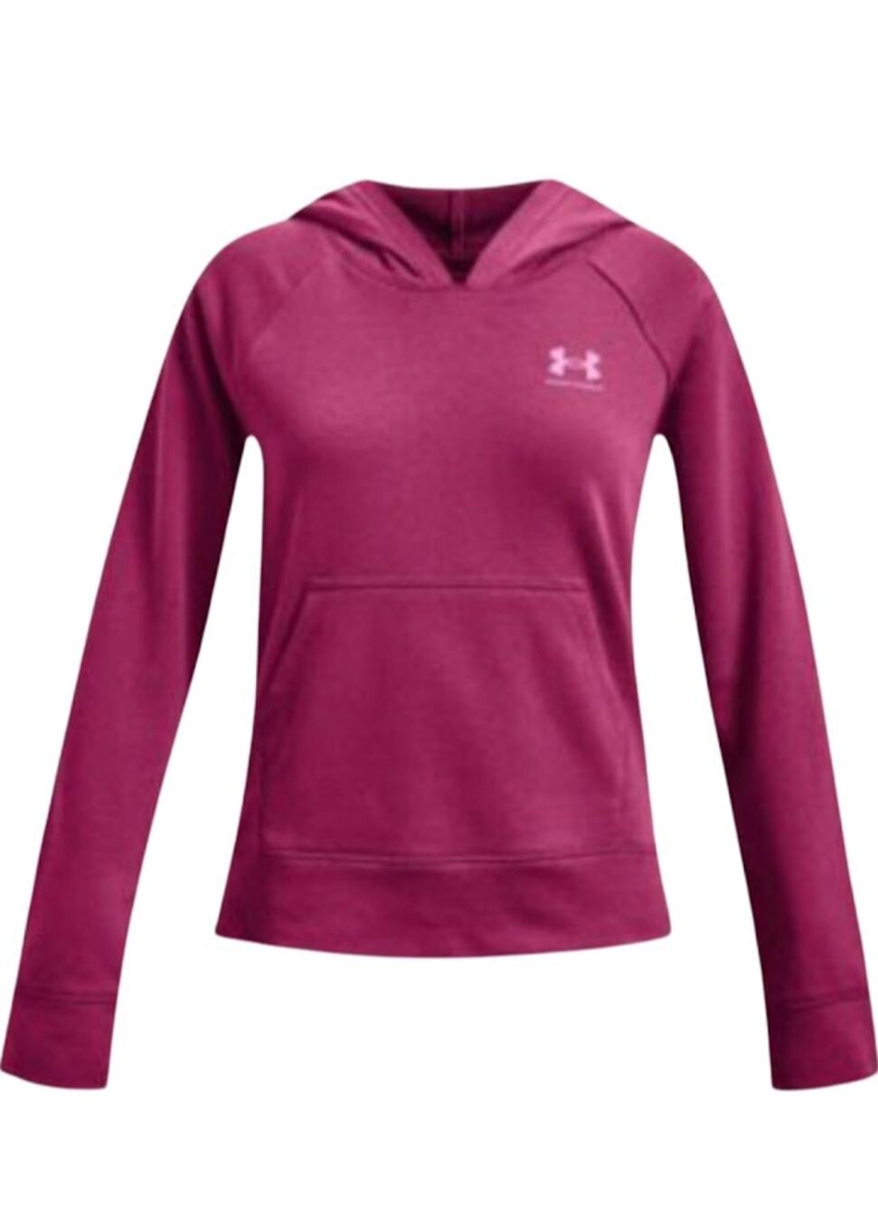 Under Armour Girls Rival Terry Hoodie Sweatshirt YL Youth Large Maroon/Pink